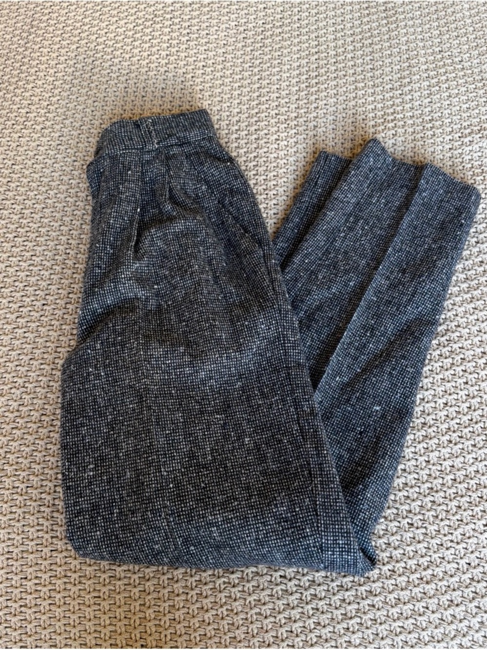 Vintage 70s Wool Black Tweed Trousers